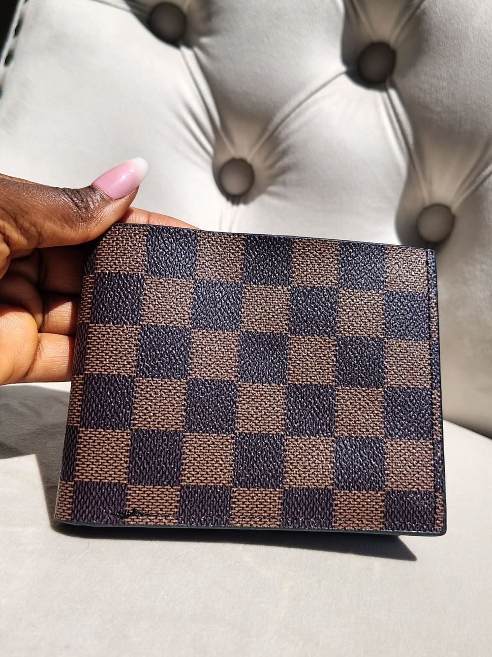Designer Brown Check Men’s Bi-Fold Wallet